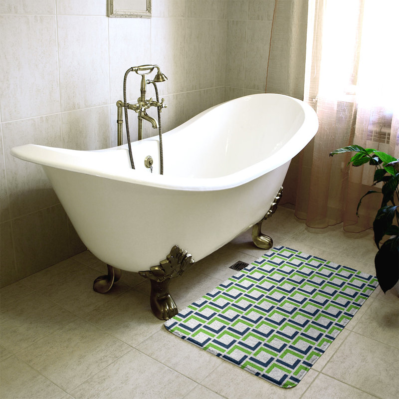 Tapis pour salle de bain Baltimore, l 17 po x L 24 po, White/College Navy/Action Green
