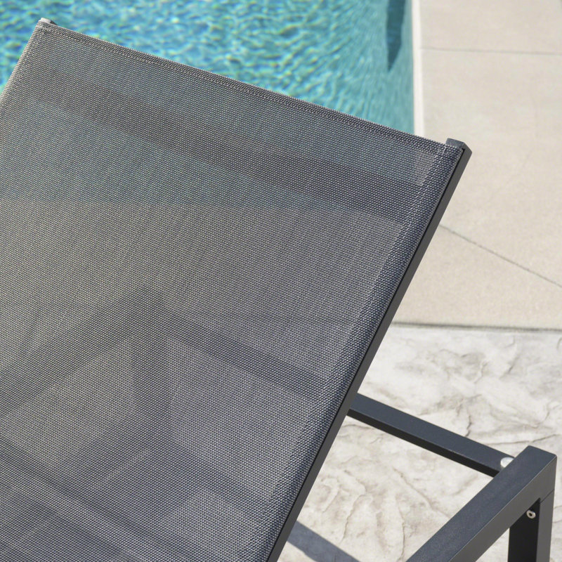 Ensemble de chaises longues inclinables Clian, Gris foncé / Noir