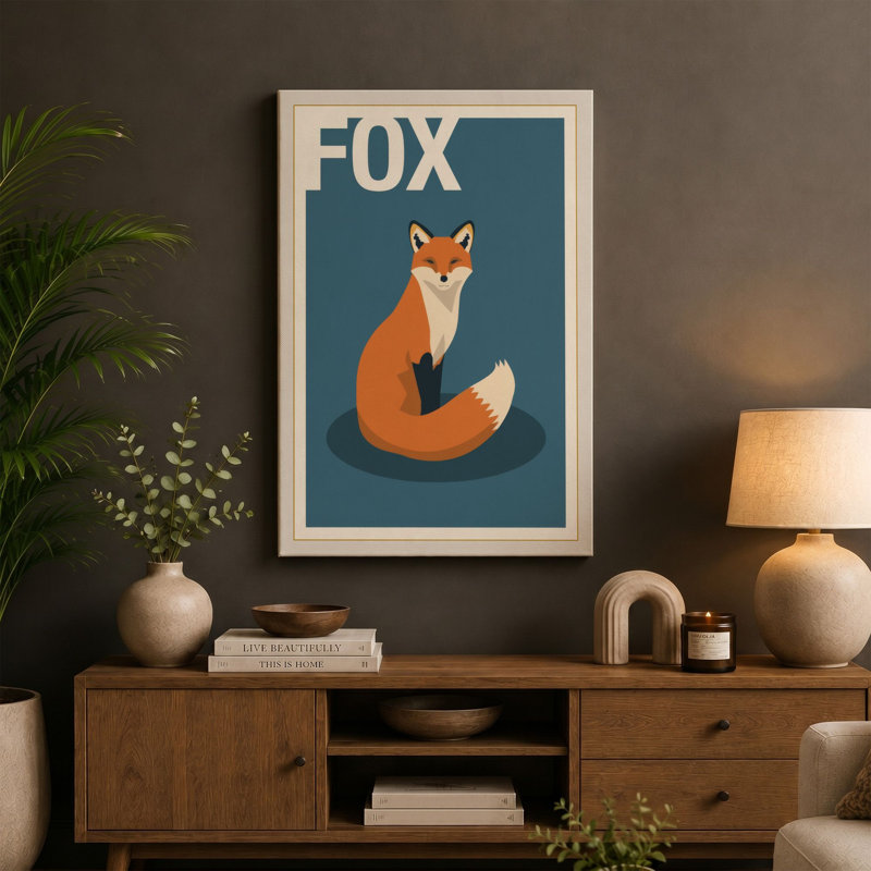 Fox Modern - Wrapped Canvas, 18x12 - 45.7 x 30.5 cm, Taupe Border