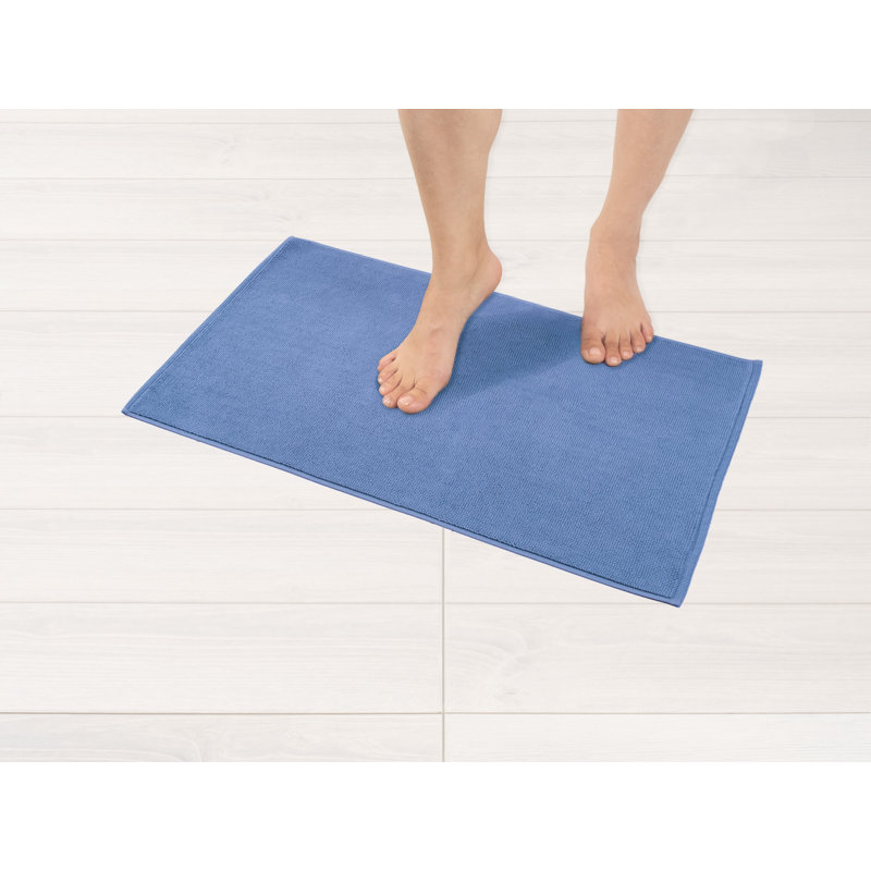 Chemung 100% Cotton Non-Slip Bath Rug, 24" L x 17" W, Electric Blue