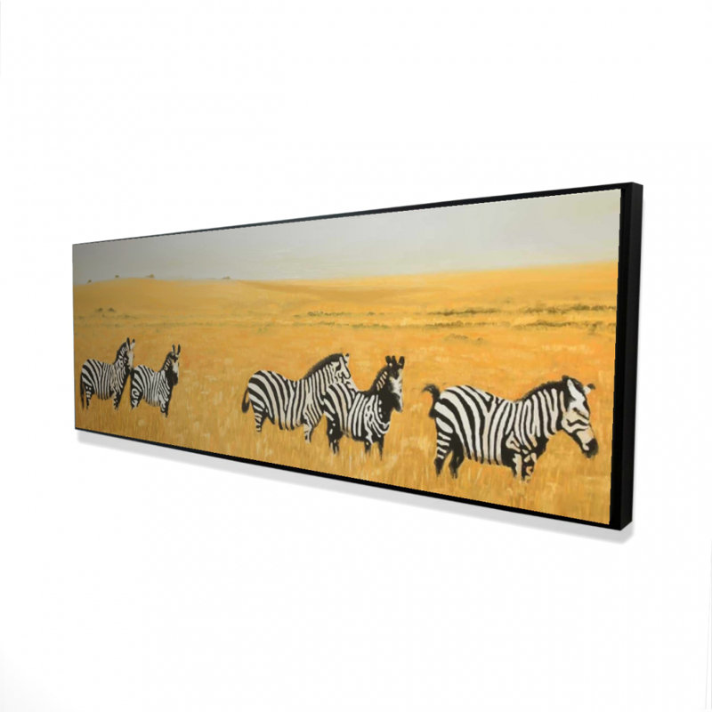 "Toile Herd of Zebra | Art animalier jaune pour la chambre à coucher"