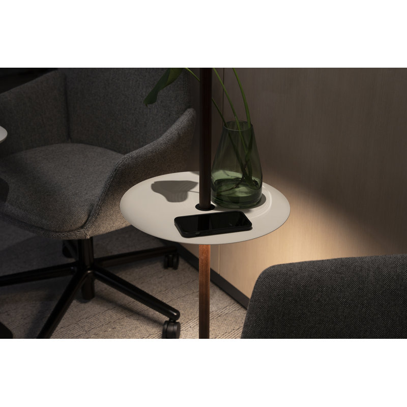 Nivél Pedestal with Tray, White, Walnut