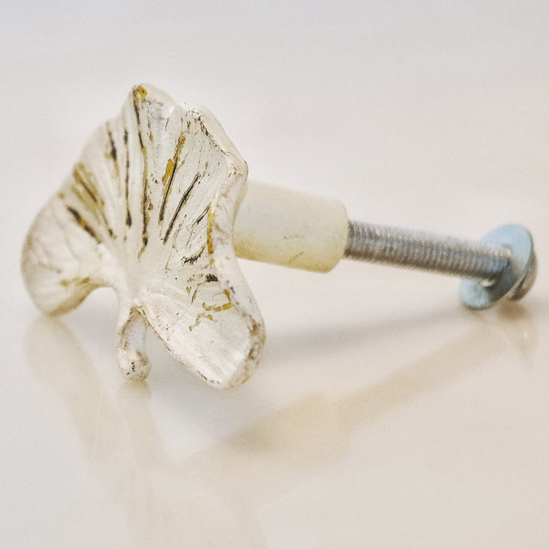 Whitewashed Gingko Leaf Knob
