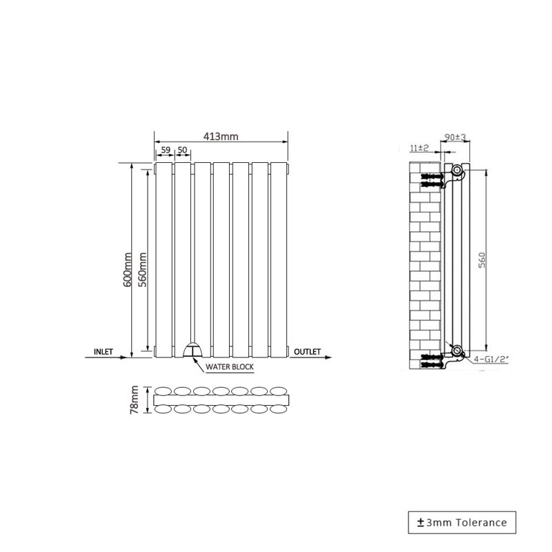 Shoshana Vertical Oval Panel Radiator, 2, 60cm H x 41.3cm W, Gloss White