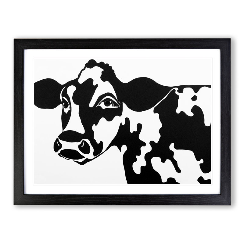 Cow - Single Picture Frame Print, 46cm H x 64cm W, Black Framed