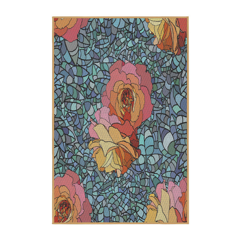 Tapis bleu / brun Power Loom, Rectangle 8 pi x 12 pi