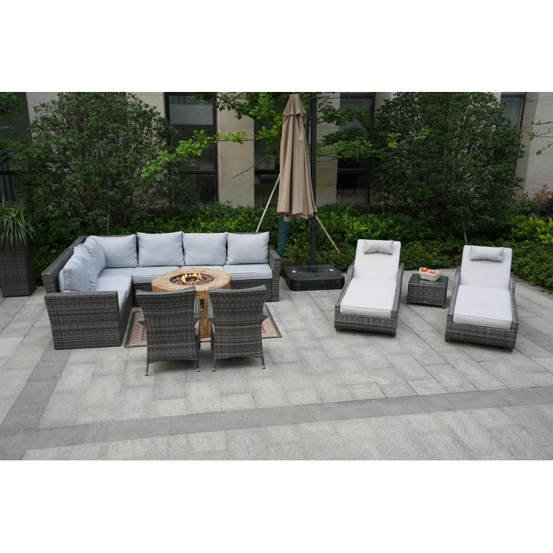 Almanza 10 - Person Patio Conversation Set with Cushions