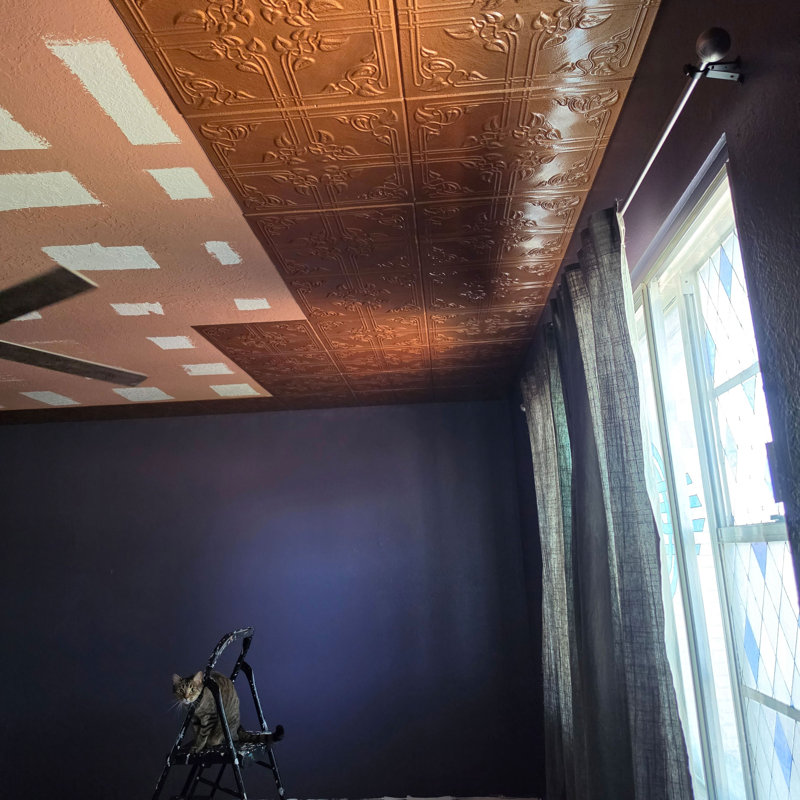 Tuile de plafond en polystyrène collé 1,6 pi x 1,6 pi Ivy Leaves, Blanc uni (non peint)
