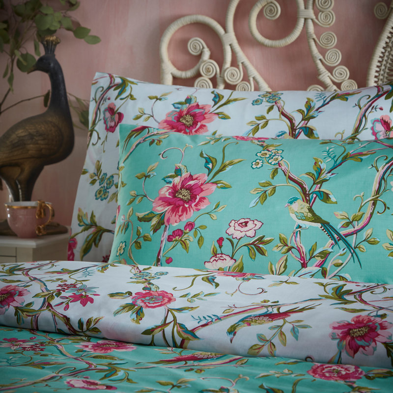 Cotton Blend Floral Duvet Cover Set with Pillowcases, Double Duvet Cover + 2 Standard Pillowcases