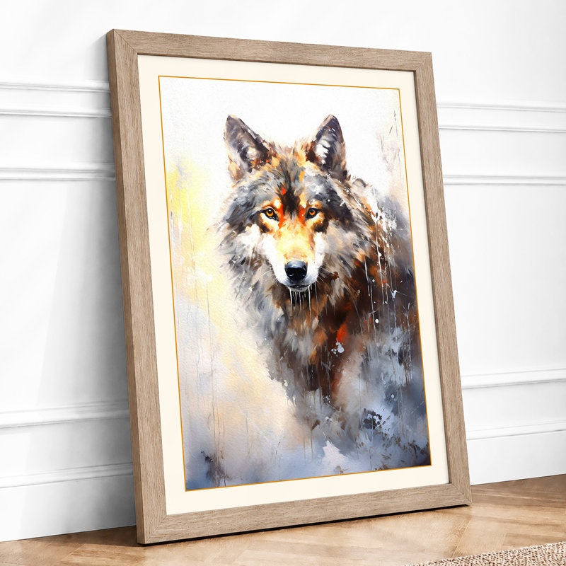 Quiet Wolf In Mist Boho - Print, A4 - 29.7 x 21.0 cm, Oak