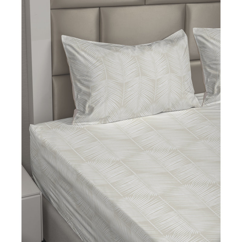 Microfiber Sheet Set, Full Sheet Set with 2 Pillowcases, Light Eggshell/White Floral