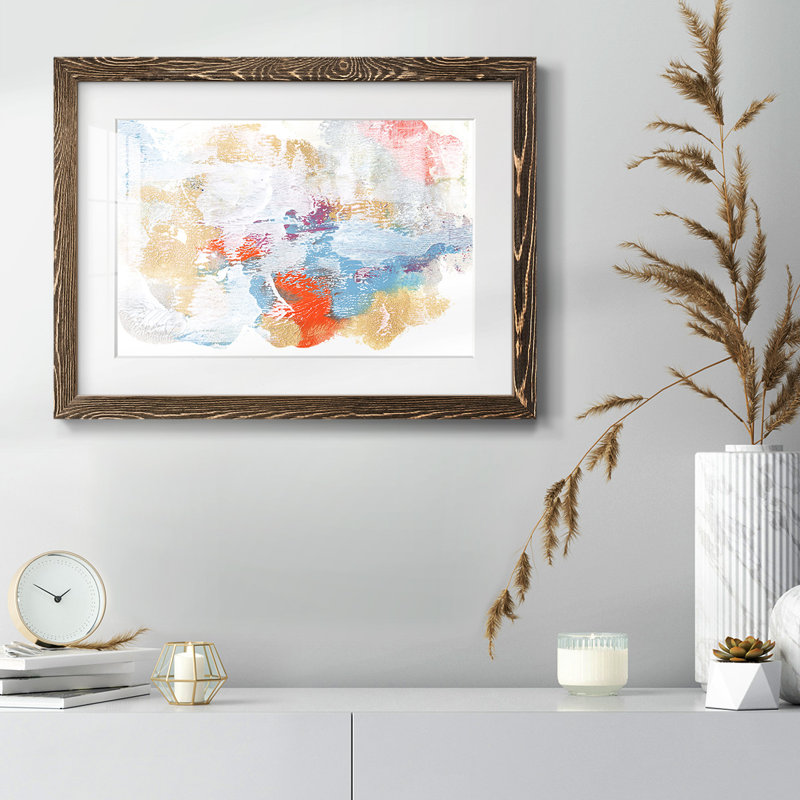 Coucher de soleil blanc II - reproduction d'un seul cadre, Noyer, H 22 po x l 32 po x P 1,5 po