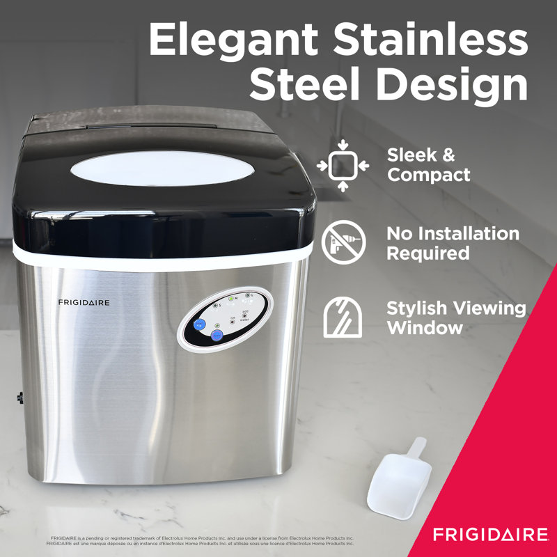 48 lb. Black Stainless Steel Freestanding Ice Maker with LED Control