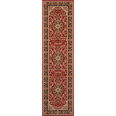 Cobbins Medallion Kashan Red Traditional Rug
