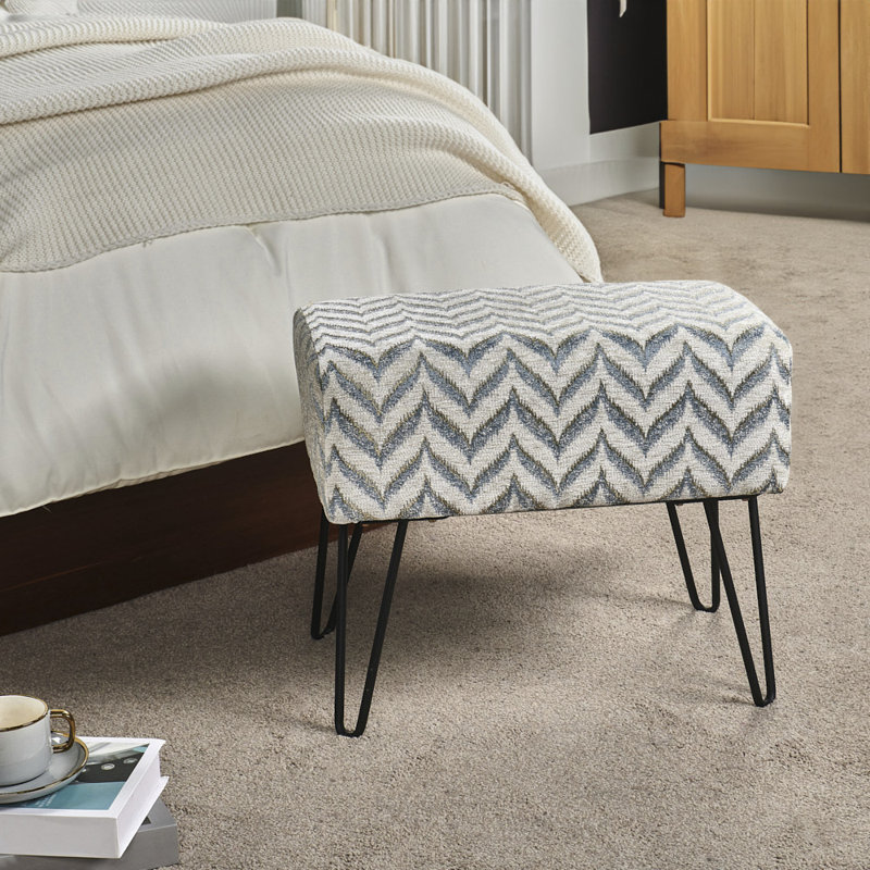 48.3cm Wide Rectangle Chevron Standard Ottoman, Light Blue