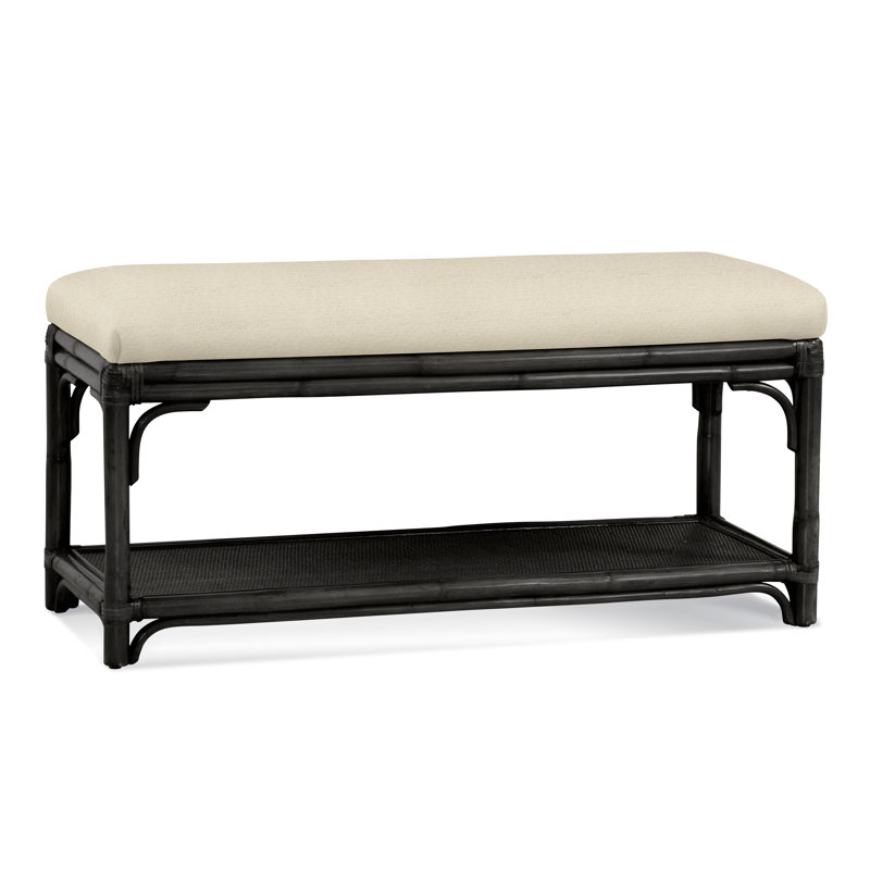 Summer Retreat Wicker Shelf Storage Bench, Havana, Ivory Crypton Performance; 0886-91