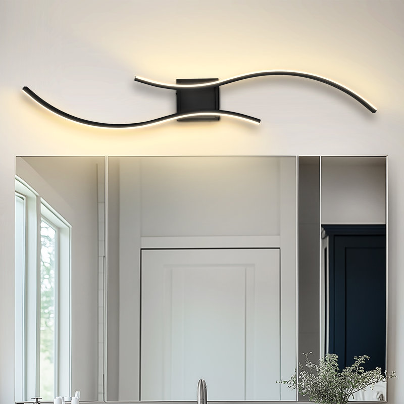 Dimmable LED Bathroom Vanity Light, Matte Black