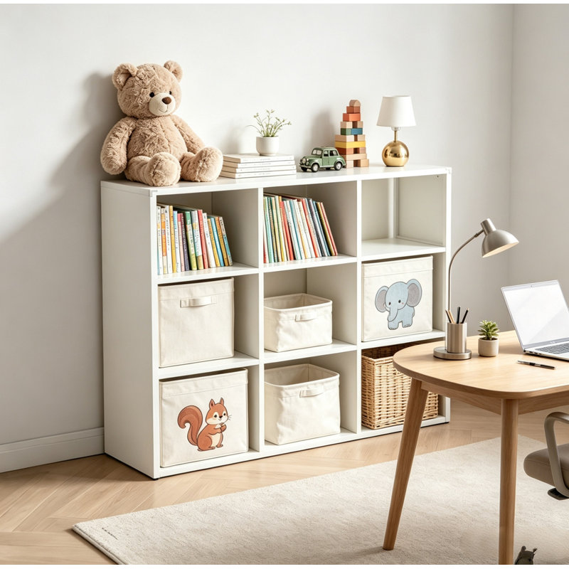 Bibliothèque de rangement robuste en métal à 9 cubes