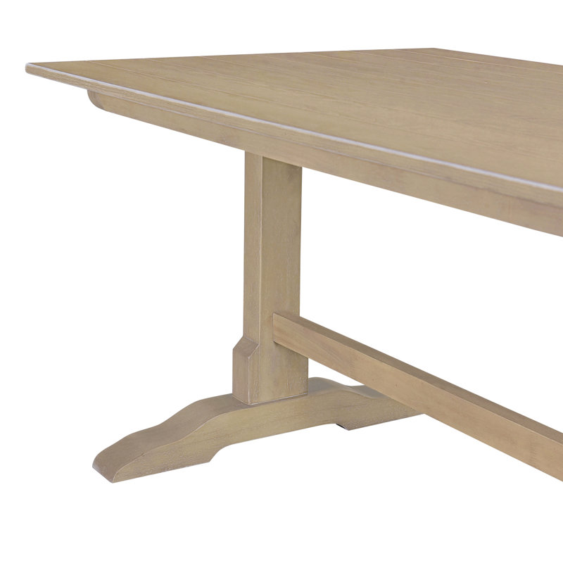 Ensemble de salle à manger rétro, table à tréteaux rectangulaire et bancs en bois, Bois naturel