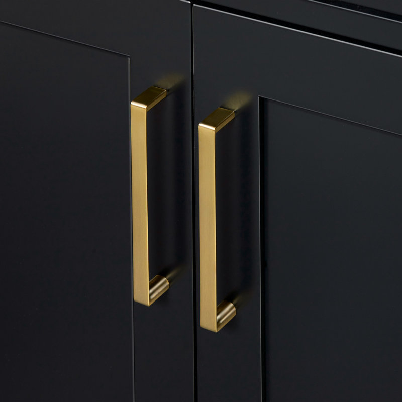 Hepburn 66'' Double Bathroom Vanity Base Only, Satin Brass, Black