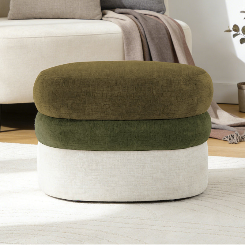 25" Chenille Ottoman For Foot Rest, Green