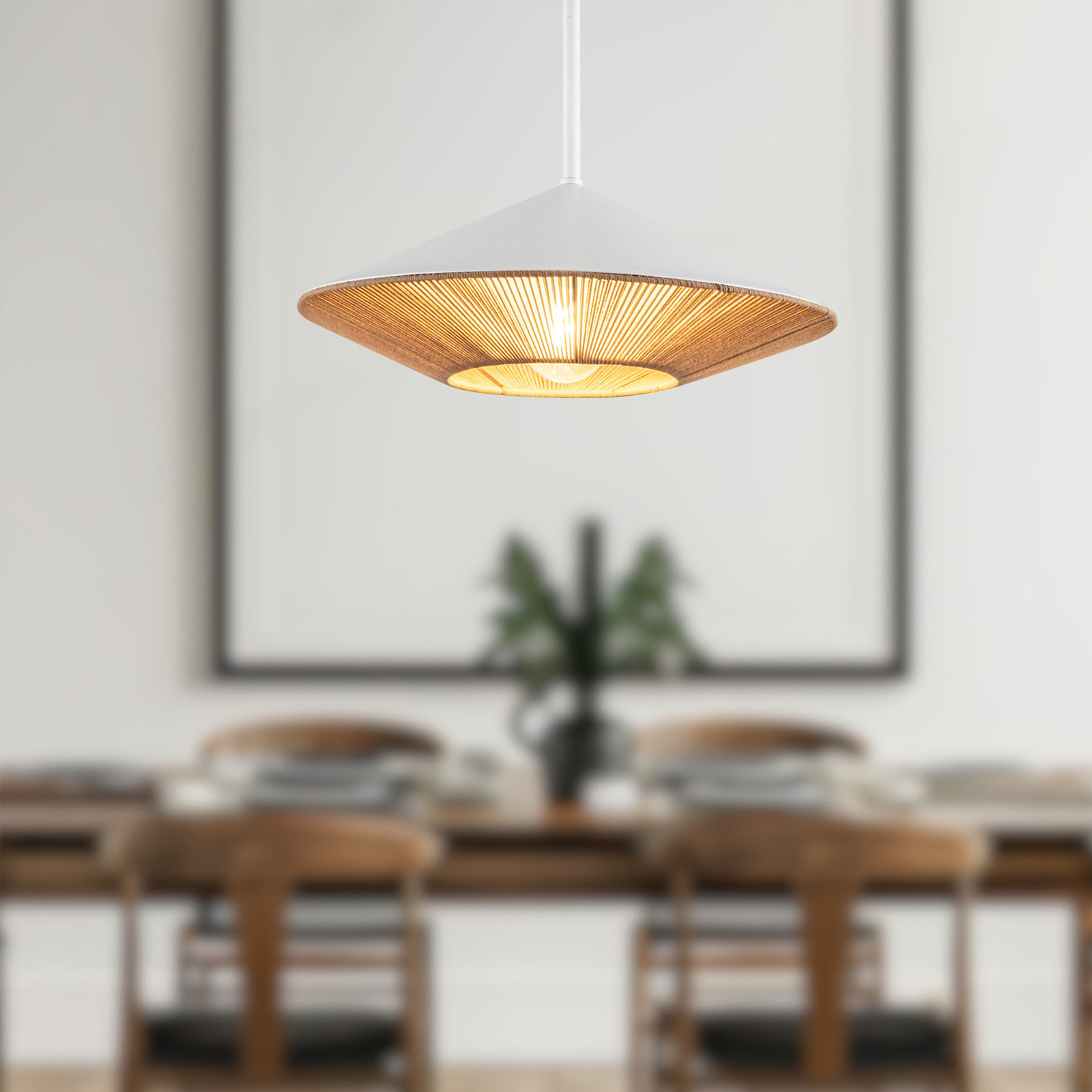 Keaz Single Light Steel Pendant, White