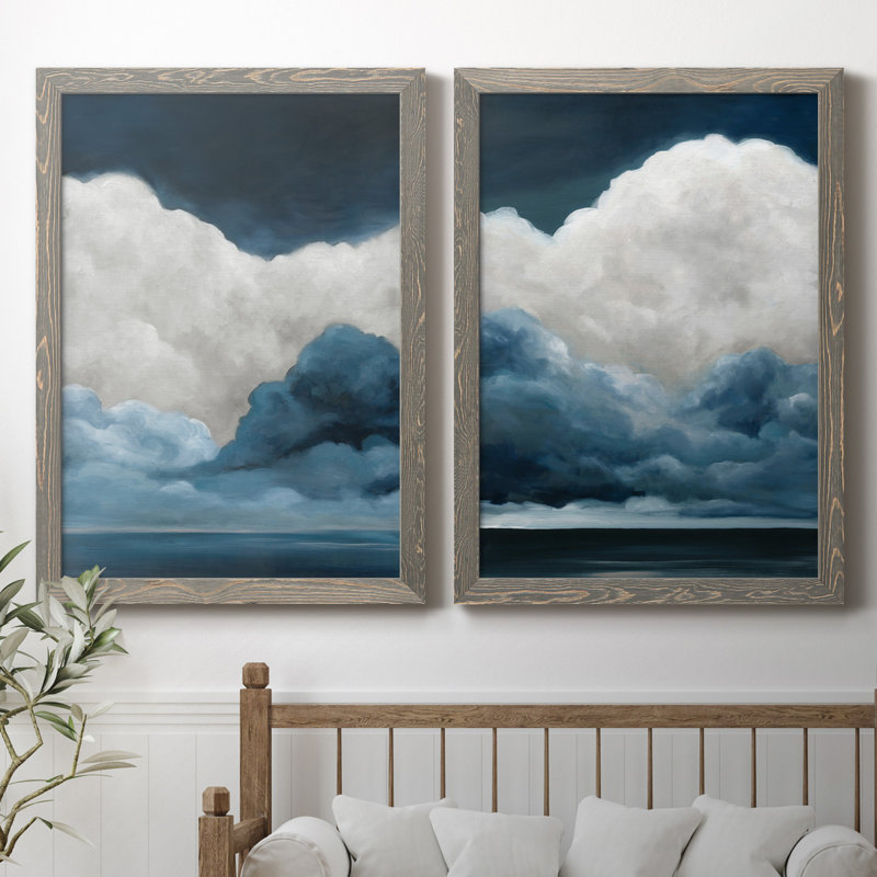 «Nature's Drama I», ensemble de 2 reproductions d'art, H 44 po x l 31 po x P 1 po, Toile avec cadre gris, Pas de tapis