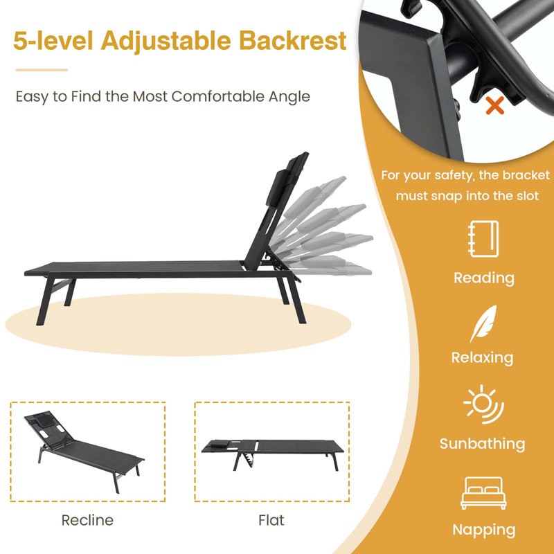 Chaise longue longue inclinable 64 po Axell