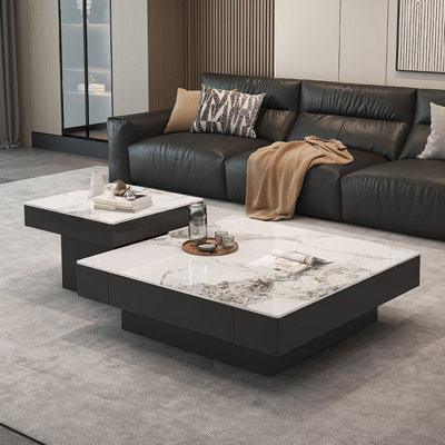 Light luxury square stone slab coffee table