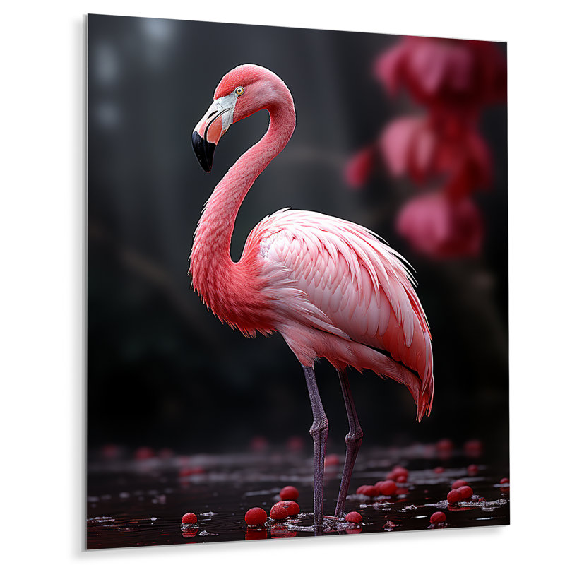 Décoration murale en métal flamants roses et gris, H 32 po x l 16 po x P 1 po