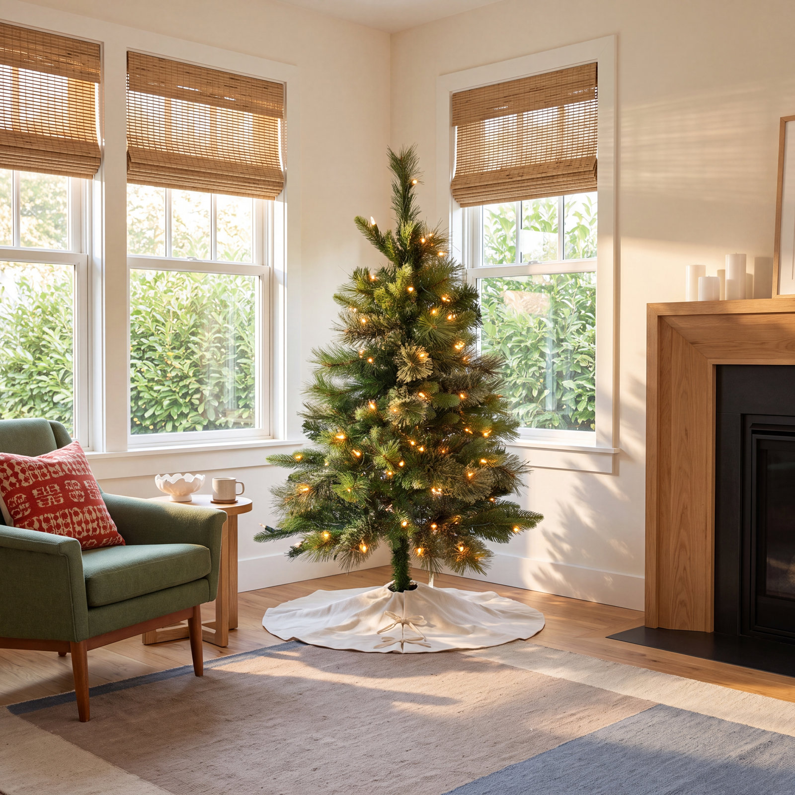 Cashmere Flocked 3' Pre-Lit Pine Christmas Tree