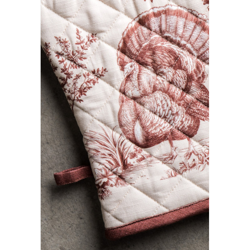 Maison d'Hermine Holy Jouy - Gant de cuisine et manique marron 100 % coton - 19 x 33 cm et 20 x 20 cm, Brun