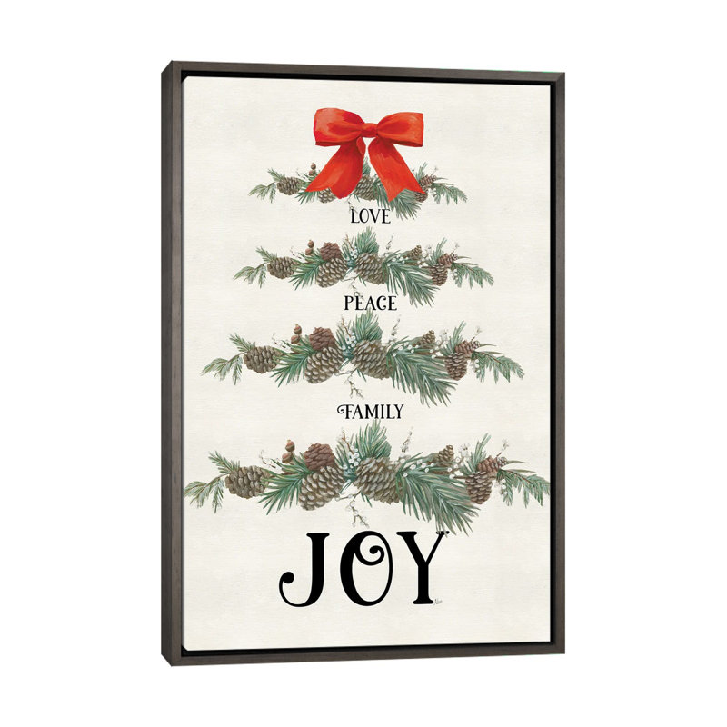«Love Peace Family Joy Swag», reproduction d'art sur toile encadrée, Gris, Impression encadrée sans passe-partout