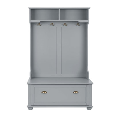 Modern Classic Hall Tree With Shoe Rack Bench And Coat Hooks For Hanging Storage