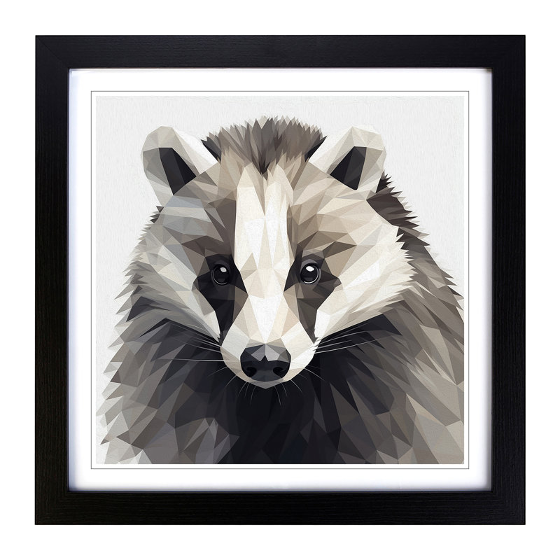 Badger Geometric No.1 - Framed Print, Black