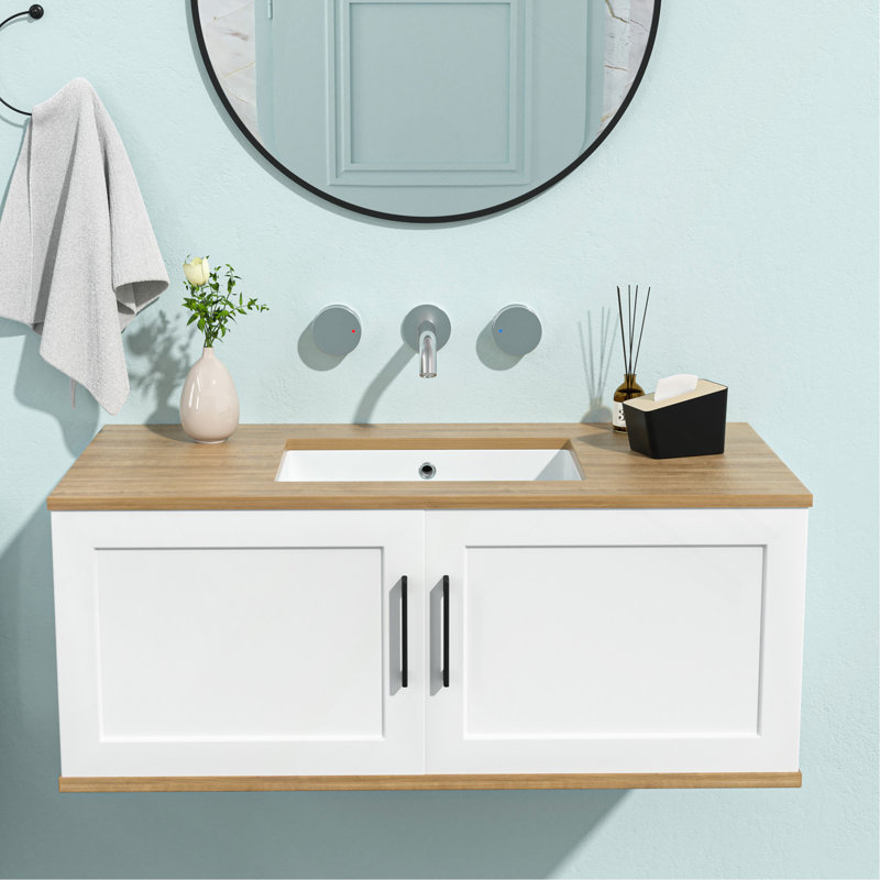 Lavabo de salle de bain rectangulaire encastré en céramique blanc 19,5 "x 14" avec trop-plein