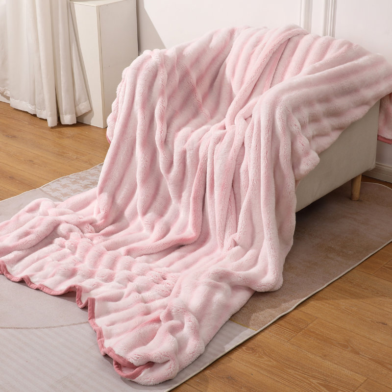 Luxury Bubble Throw Blanket Ultra-Soft Fleece 350 GSM Cozy Warm 200 x 240 cm Elegant Home Décor Sofa Bed Blanket Cream Silver