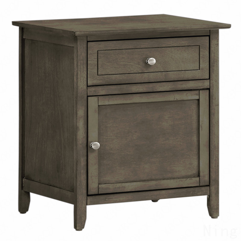 Table de chevet chic et transitionnelle grise, Gris