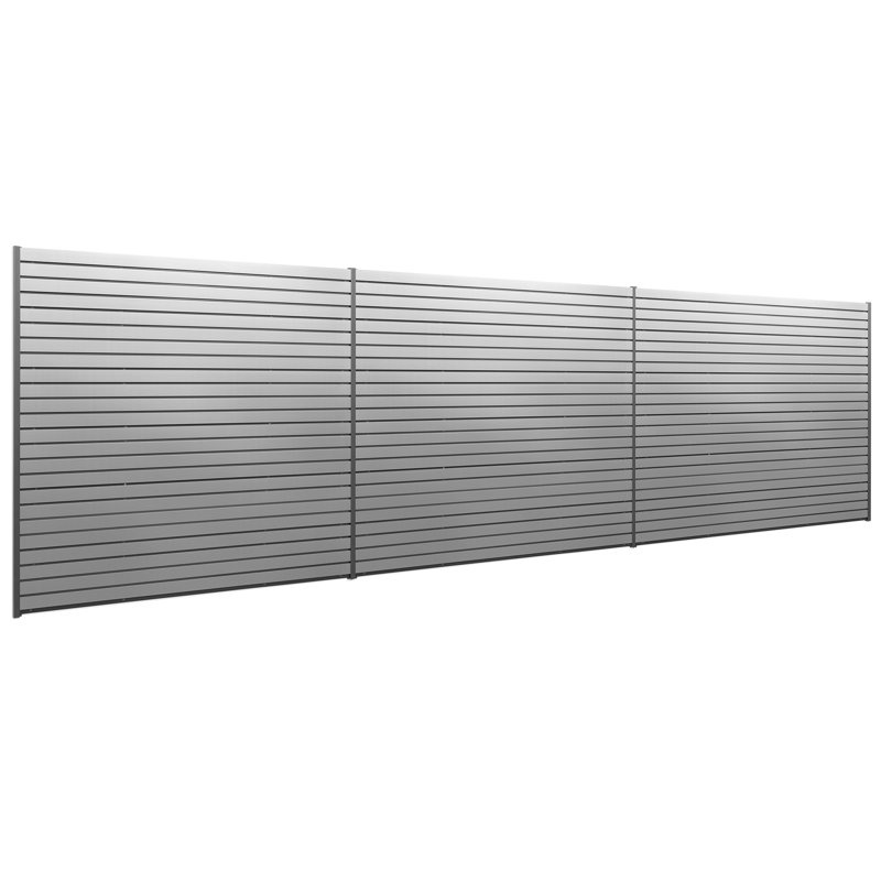 Garage Silver 120 SQ. FT. PVC Slatwall With 40-Piece Locking Hook Kit, Silver, 71.75" H x 240" W x 0.66" D