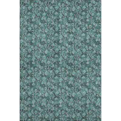 Premium Machine Washable Prisco Teal Rug