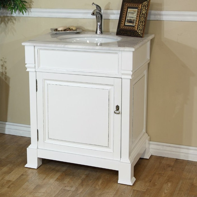 Louviere 30'' Single Bathroom Vanity with Marble Top Charlton Home® Base 