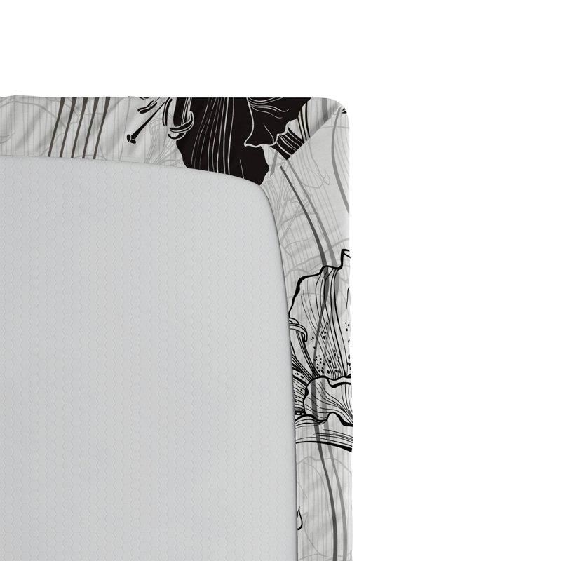Drap-housse Ambesonne, Drap-housse très grand californien, Noix de coco, gris anthracite, gris / floral