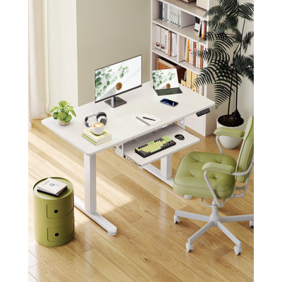Electric Standing Desk With Keyboard Tray,writing Desk With Spacious Work Area,home Office Desk With Solid And Sturdy Structure