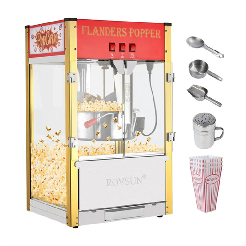 Comptoir de machine à maïs soufflé 1600W 120V 16oz, Jaune, 16 oz