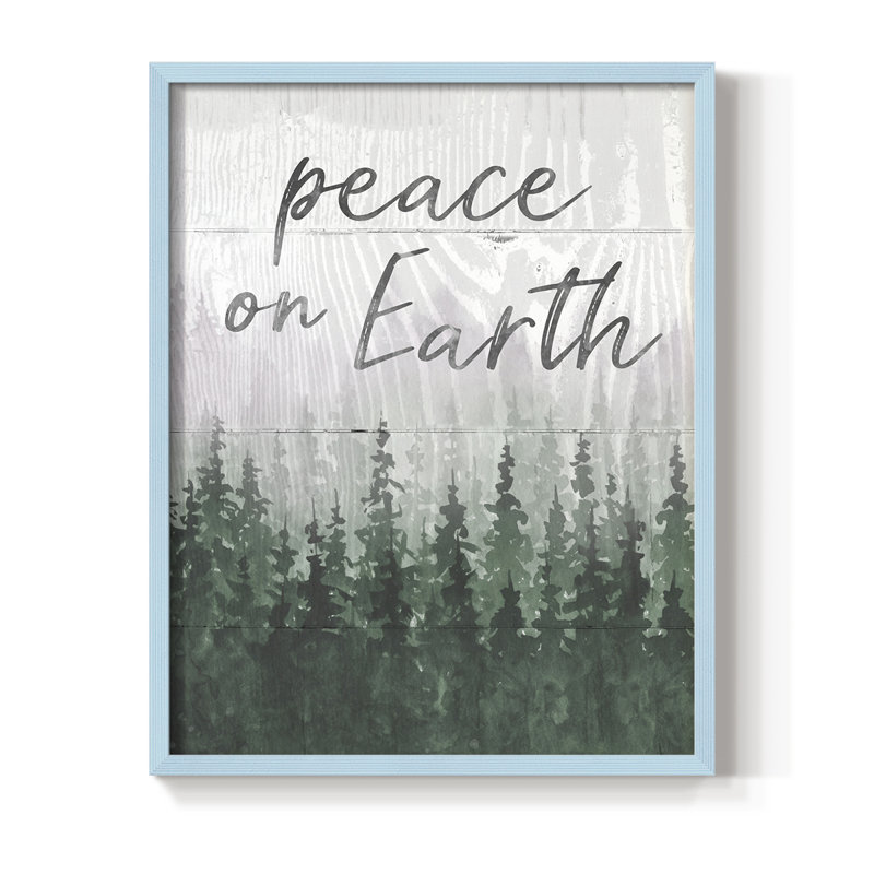«Peace on Earth», reproduction encadrée - bois massif, H 15 po x l 12 po, Bleu