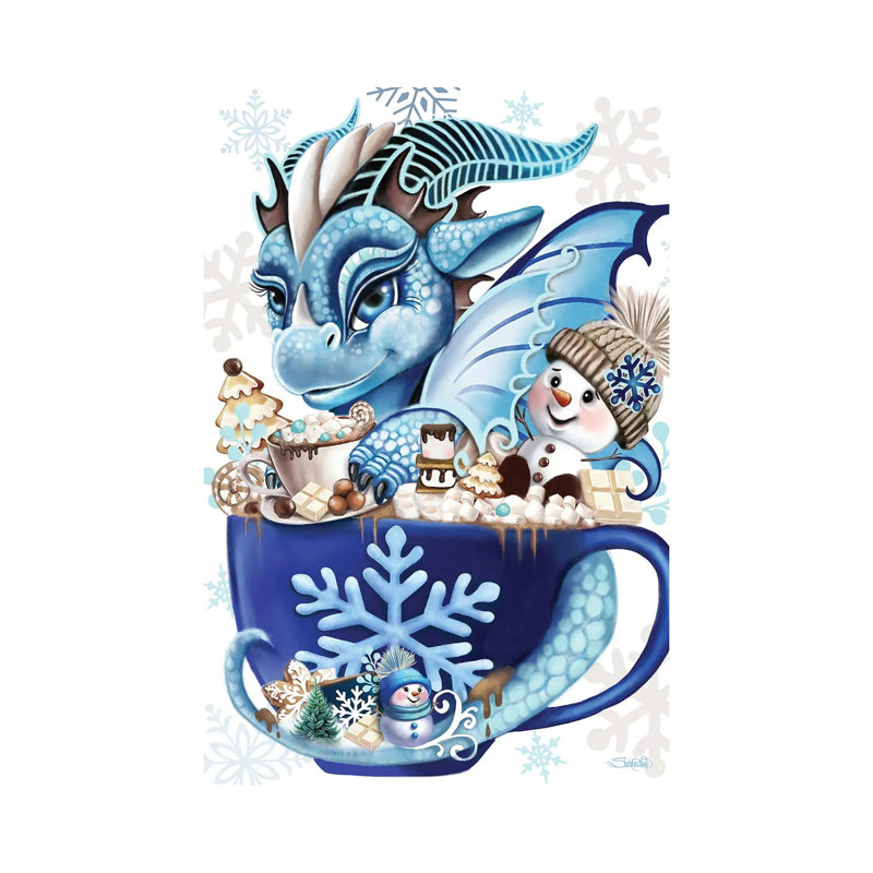 Cozy Cocoa Lil Dragon - reproduction d'art murale - toile tendue, Toile tendue, Ne s’applique pas, H 18 po x l 12 po