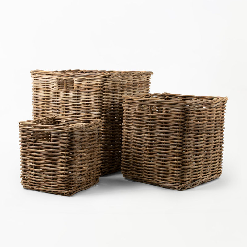 Grand panier de rangement en rotin, H 15 po x l 15 po x P 15 po