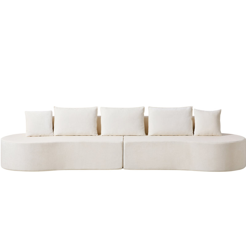 Canapé modulaire incurvé moderne avec éponge entièrement compressée haute densité, ensemble 2 pièces entièrement assemblé pour des agencements de salon flexibles.