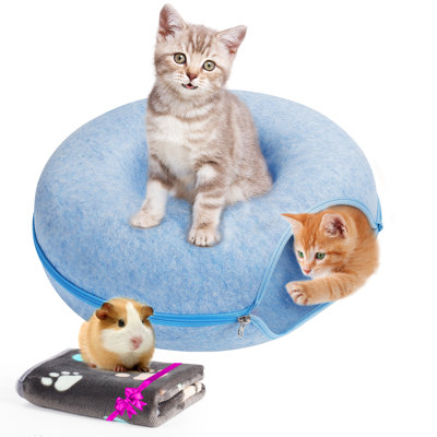 Medium 20 inch Peekaboo Cat Cave for Indoors Cats,Cat Dounut Tunnel Bed,Hiding and Exploring Fun,Exercise Scratching, For Medium Cat Up To 9 Lbs