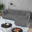 Canapé modulaire en L en chenille et méridienne, canapé modulaire à 3 places avec accoudoirs carrés, sans assemblage-1184937929